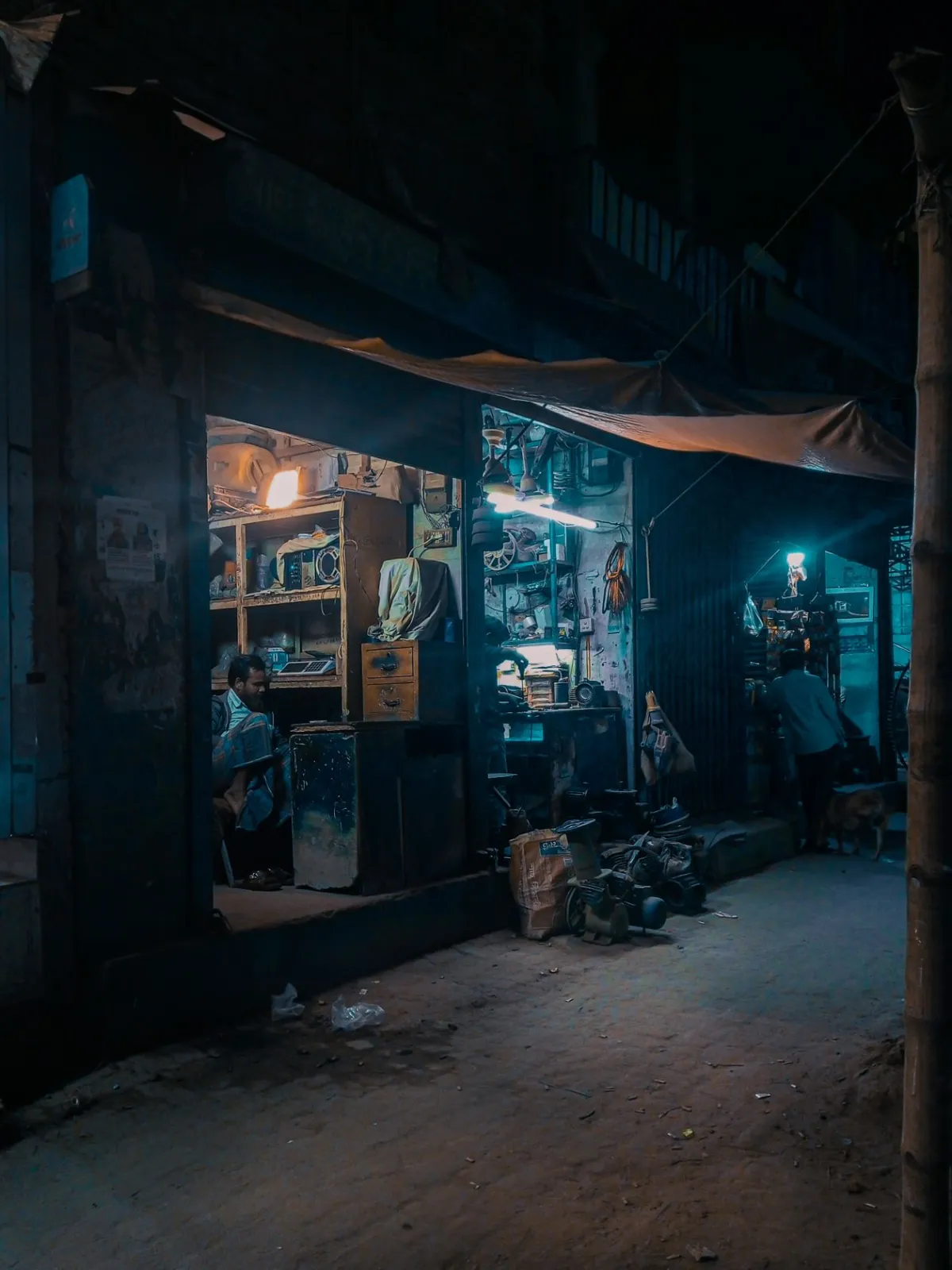 Cinematic nighttime street scene in Dhaka, Bangladesh