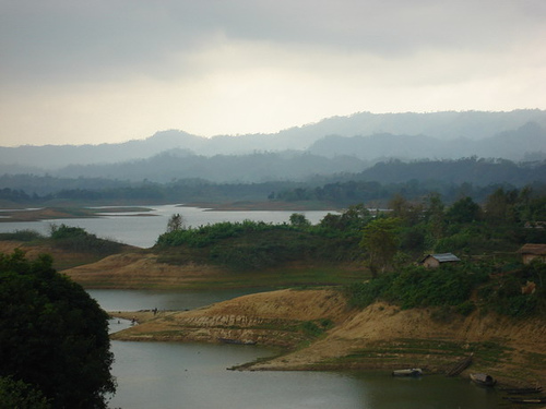 Rangamati town on the hillside above Kaptai Lake, Chittagong Hill Tracts, Bangladesh